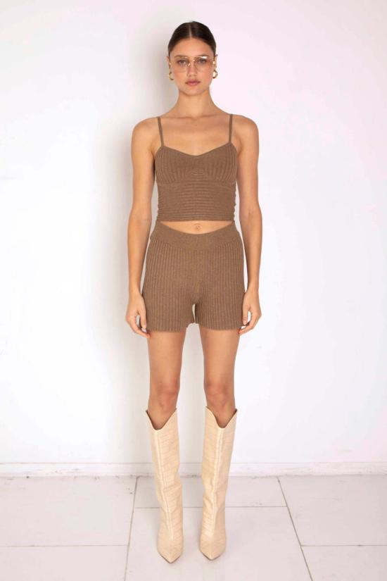  더레인지 숏팬츠 더 레인지 블렌디드 니트 반바지 탠라인 - THE RANGE