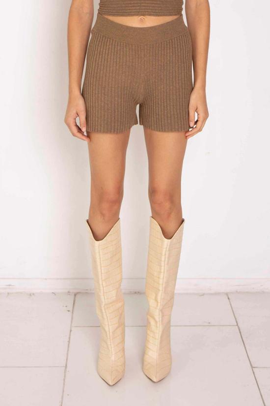  더레인지 숏팬츠 더 레인지 블렌디드 니트 반바지 탠라인 - THE RANGE