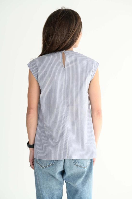  아푼토비 블라우스 A Punto B 슬리브리스 탑 데님 스트라이프 - A PUNTO B
