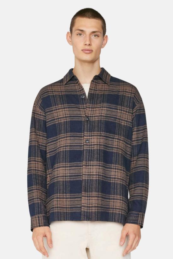  프레임 긴팔 셔츠 릴렉스 롱슬리브  탄 플레드 - FRAME