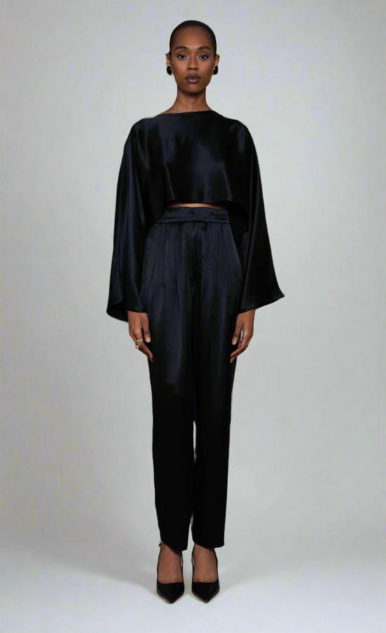  논살란트 레이블 민소매 티셔츠 넌캐럴런트 라벨 엘레나 크롭 블랙 - NONCHALANT LABEL