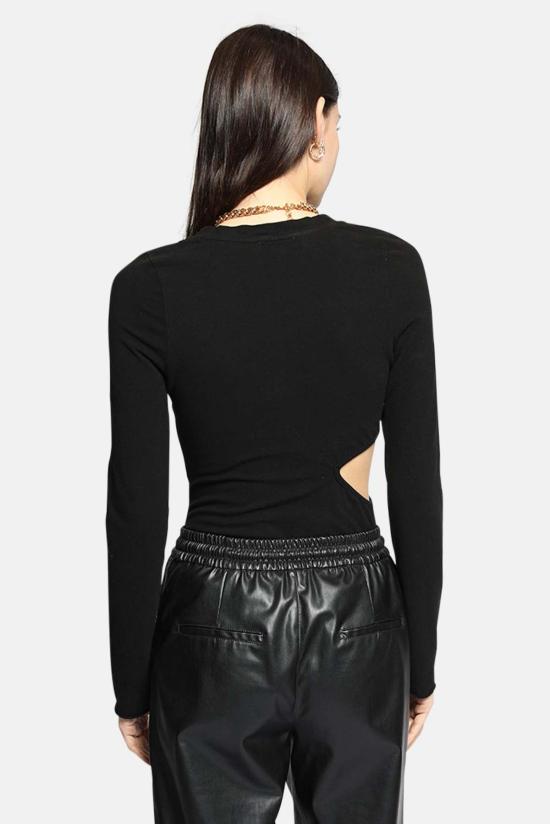  더레인지 바디수트 티셔츠 더 레인지 카브드 롱슬리브 바디수트 제트 블랙 - THE RANGE