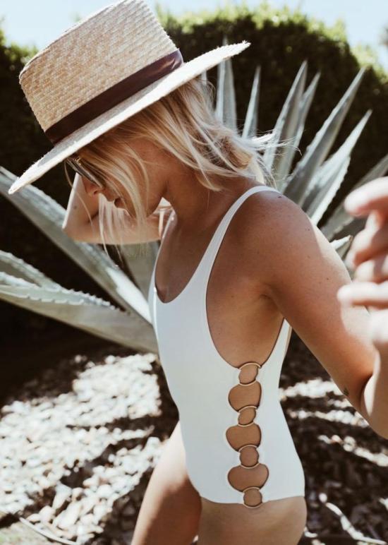  솔리드 앤 스트라이프 원피스 수영복 제니퍼 원피스 크림 - SOLID AND STRIPED