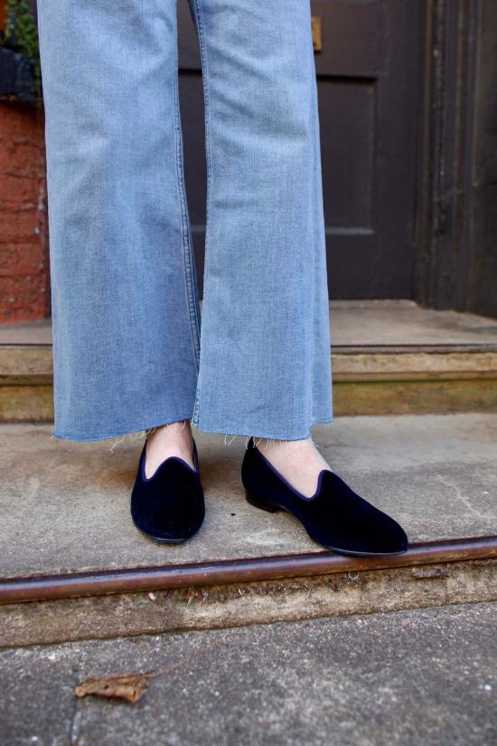  비비 베네치아 로퍼 벨벳 가죽  블랙