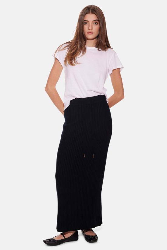  더 타일 클럽 롱 스커트 타일 클럽 거트루드 리브 맥시 스커트 블랙 - THE TILE CLUB