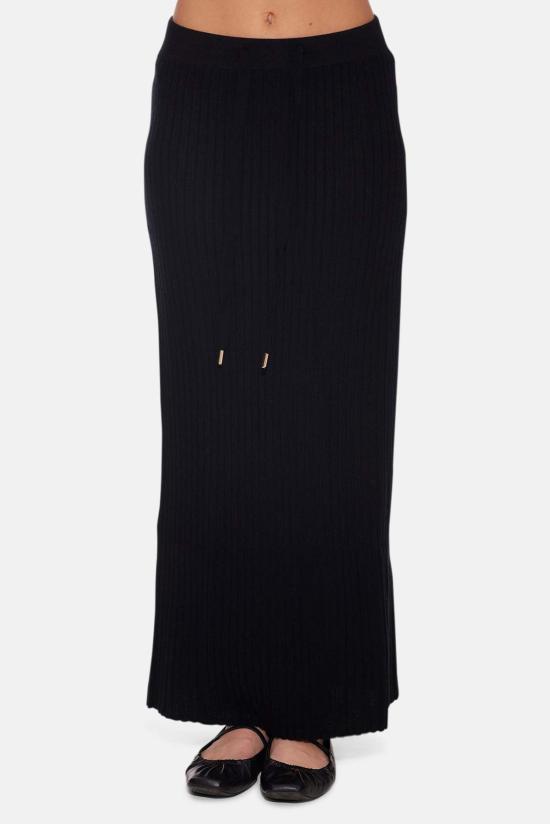  더 타일 클럽 롱 스커트 타일 클럽 거트루드 리브 맥시 스커트 블랙