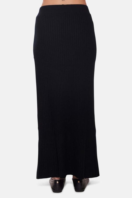  더 타일 클럽 롱 스커트 타일 클럽 거트루드 리브 맥시 스커트 블랙 - THE TILE CLUB