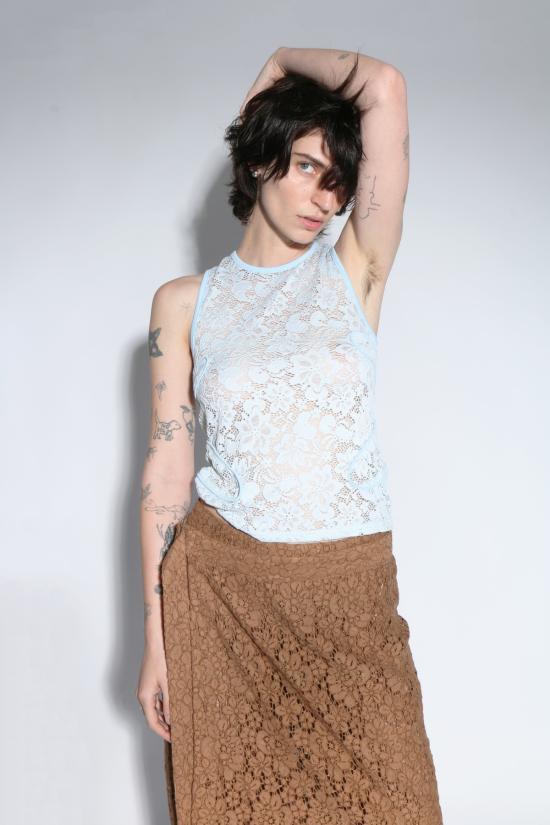  에크하우스 라타 민소매 티셔츠 Eckhaus Latta Robins 에그 세라프 탱크 라일락 - ECKHAUS LATTA