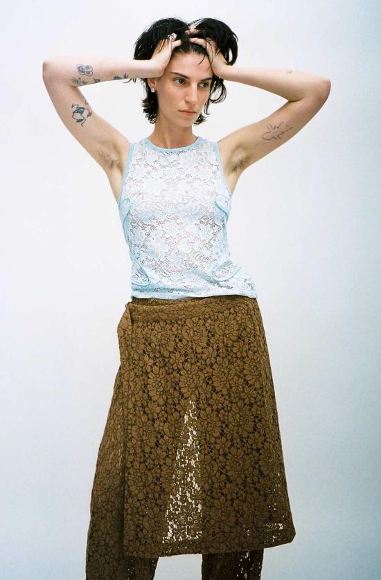  에크하우스 라타 민소매 티셔츠 Eckhaus Latta Robins 에그 세라프 탱크 라일락