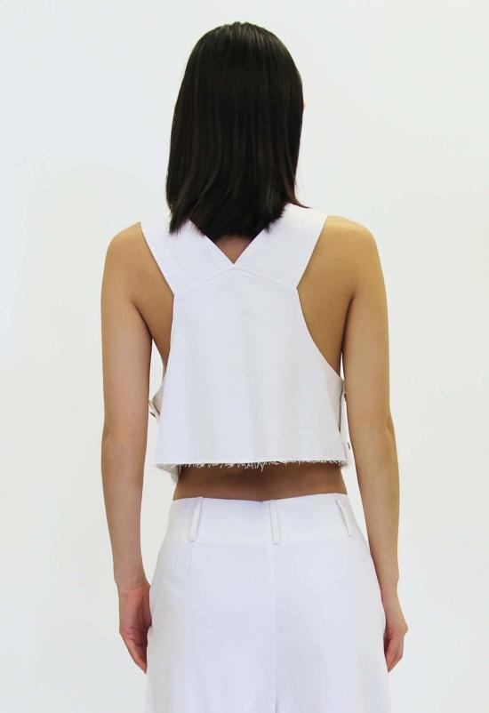  더 엔케이씨 스토어 민소매 티셔츠 Nkc Burle Deconstructed Top White - The NKC Store