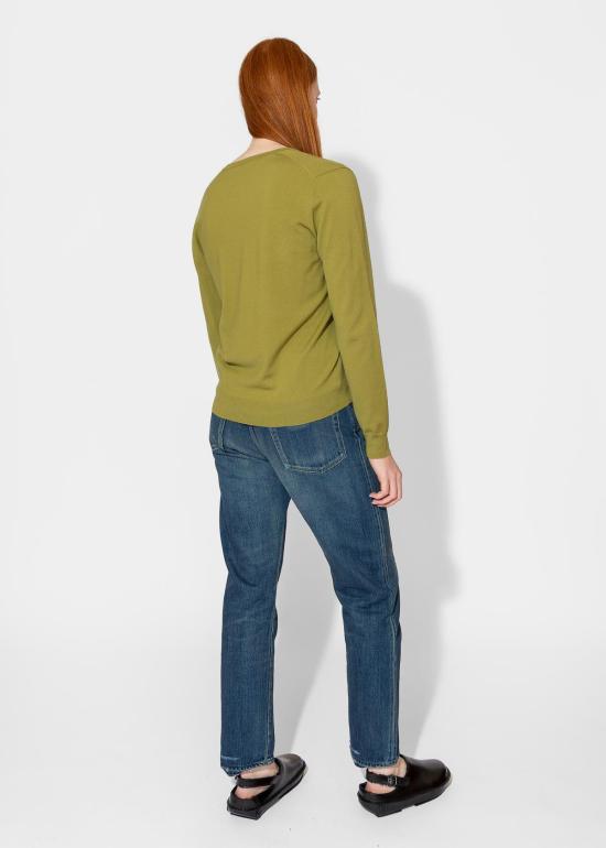  6397 긴팔 티셔츠 퍼펙트 V 탑 그린 - 6397