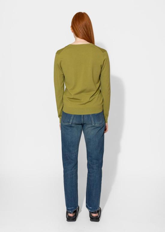  6397 긴팔 티셔츠 퍼펙트 V 탑 그린 - 6397