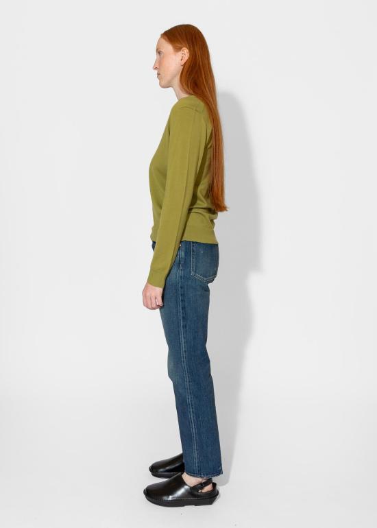  6397 긴팔 티셔츠 퍼펙트 V 탑 그린 - 6397