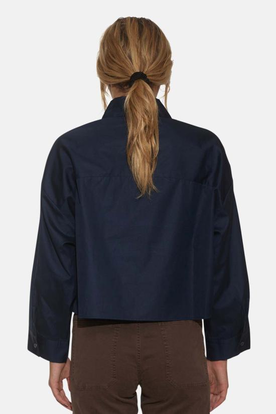  더 타일 클럽 셔츠 타일 클럽 갠셋 팝린 크롭 셔츠 네이비 - THE TILE CLUB