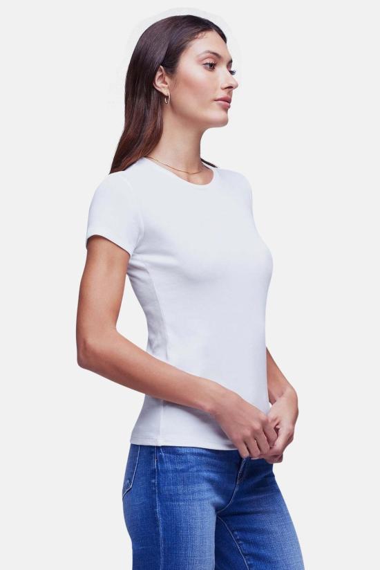  라장스 반팔 티셔츠 라젠스 레시 티 화이트 - L'AGENCE