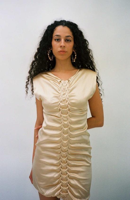  브베자 숏 원피스 베브자 골드 브레이드 미니 드레스 골드 - BEVZA