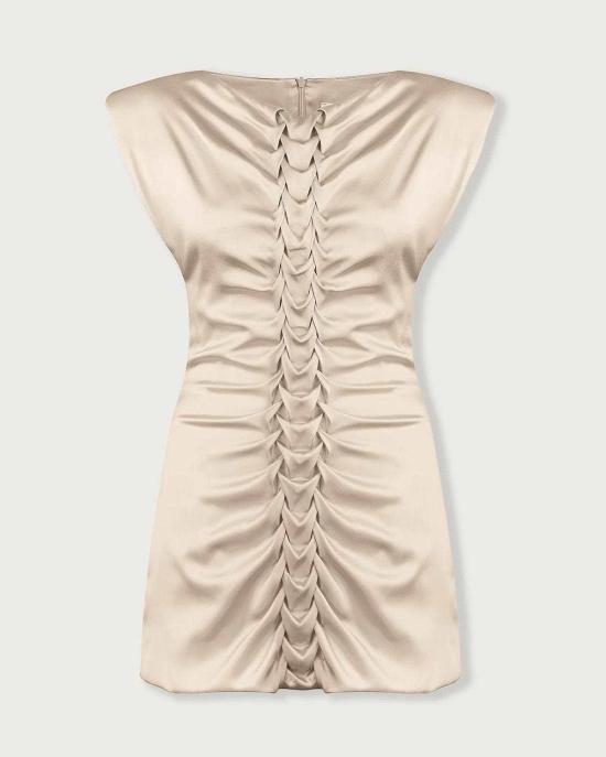  브베자 숏 원피스 베브자 골드 브레이드 미니 드레스 골드 - BEVZA