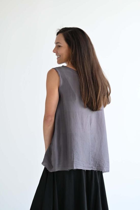  마크르비앙 민소매 티셔츠 마크 르 비앙 벌룬 실크 탑 모카 - MARC LE BIHAN