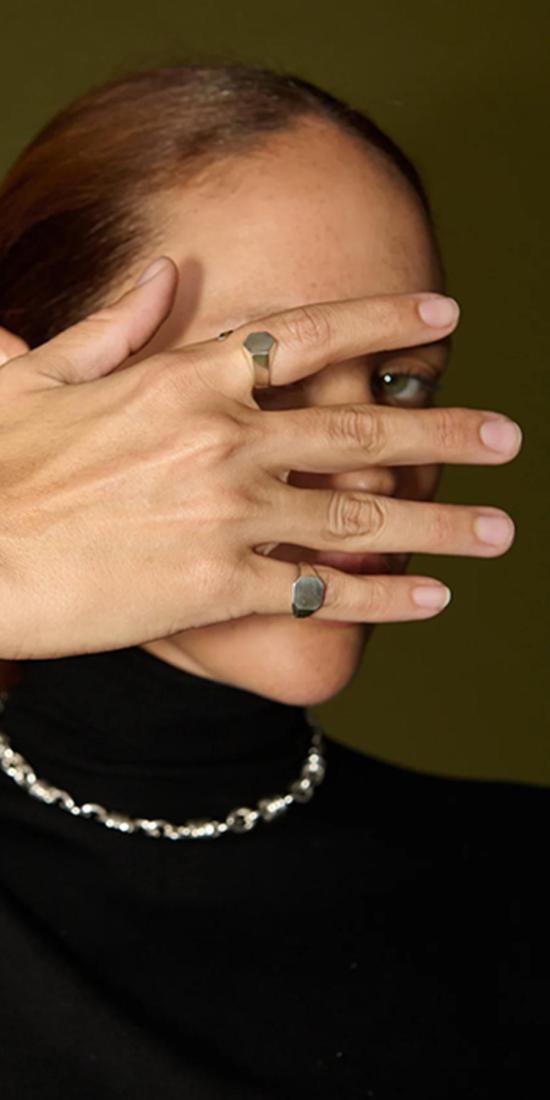  로렌 스튜어트 반지 육각형 시그넷 - LOREN STEWART