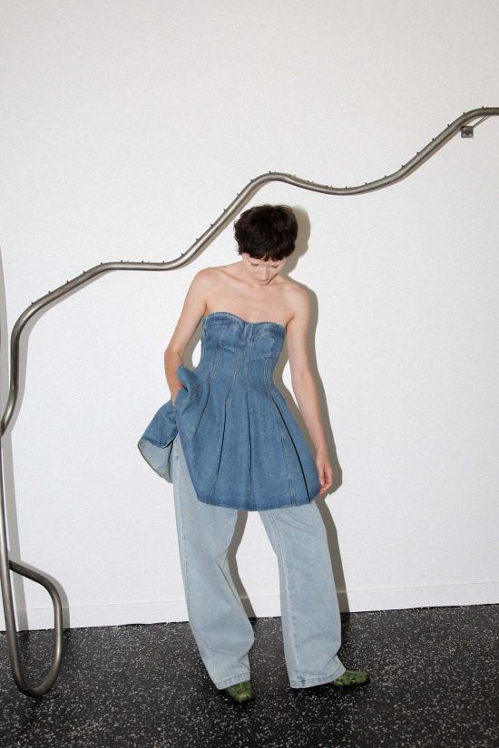  스튜디오 숏 원피스 미니드레스 데님 - STUDIO