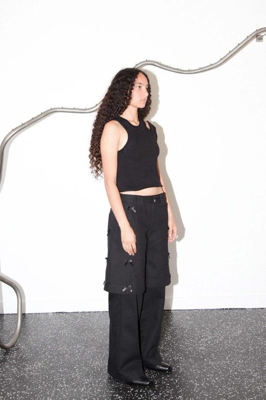  케이코 스트레이트 팬츠 Kk Co Bow Down 더블 트라우저 오닉스 - KKCO