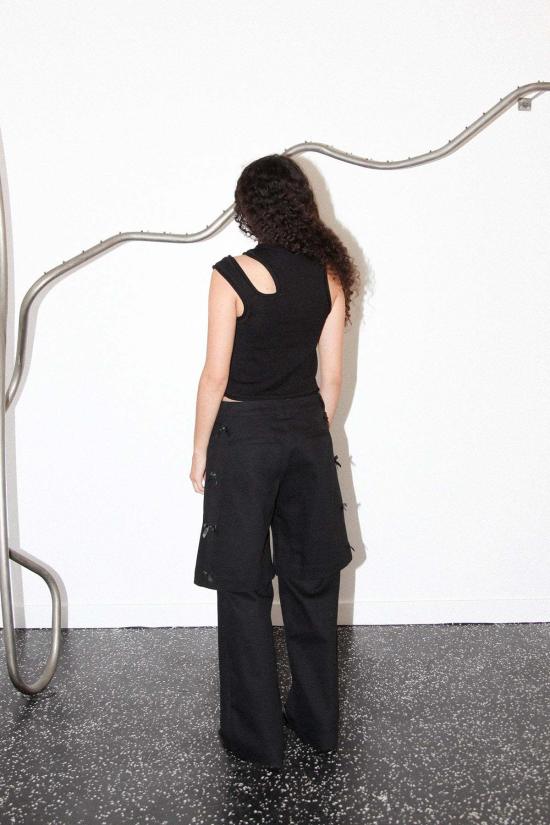  케이코 스트레이트 팬츠 Kk Co Bow Down 더블 트라우저 오닉스 - KKCO