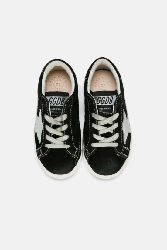  [키즈] 골든구스 스니커즈 어린이  유아용 슈퍼스타 로우탑 스니커즈 블랙 스웨이드 - GOLDEN GOOSE