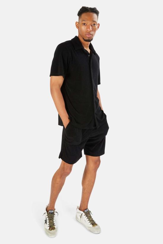  Blue&Cream 반팔 셔츠 블루&크림 풀 테리 반팔 버튼다운 블랙 - BLUE&CREAM