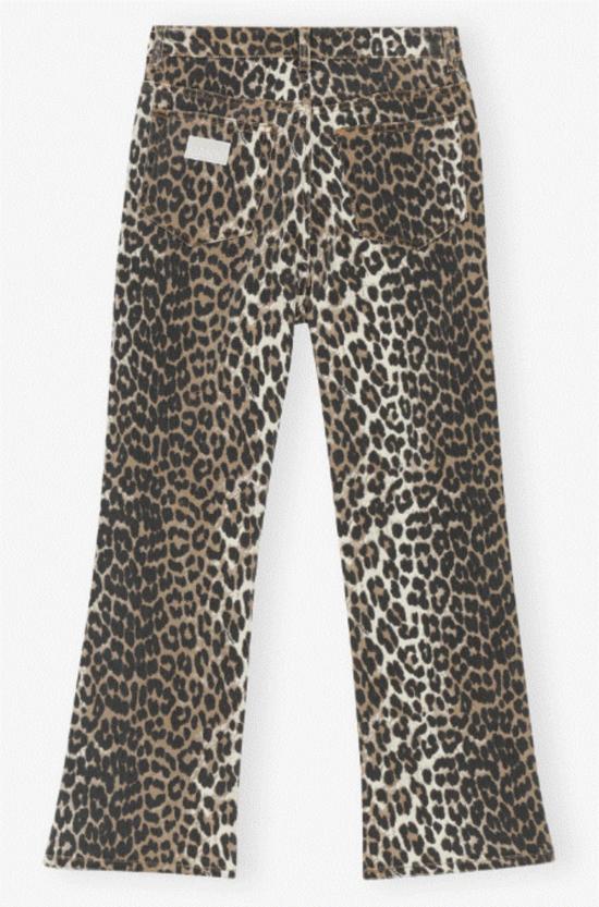  가니 데님 팬츠 Ganni 프린트 데님 Betzy 크롭 진 레오파드 - GANNI