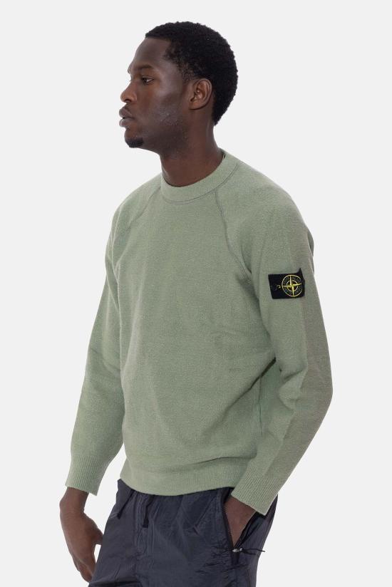  스톤 아일랜드 긴팔 티셔츠 라글런 크루 스웨트셔츠 세이지 - STONE ISLAND