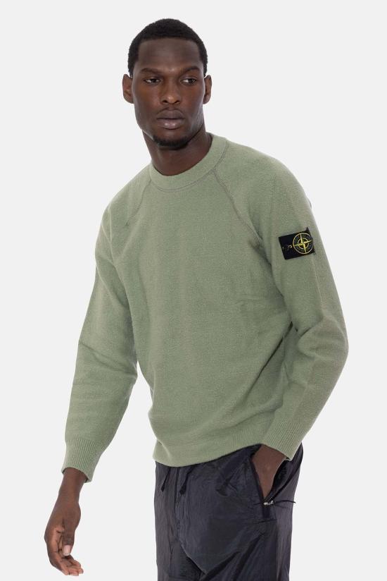  스톤 아일랜드 긴팔 티셔츠 라글런 크루 스웨트셔츠 세이지 - STONE ISLAND