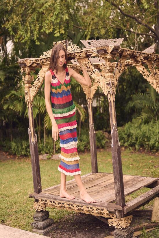  캐롤리나 케이 롱 원피스 캐롤라이나 케이 크로셰 드레스 멀티