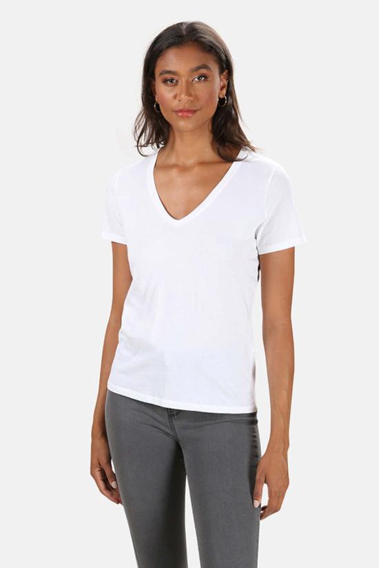  마제스틱필라쳐 반팔 티셔츠 Majestic Filatures 코튼 실크 V넥 티셔츠 블랑