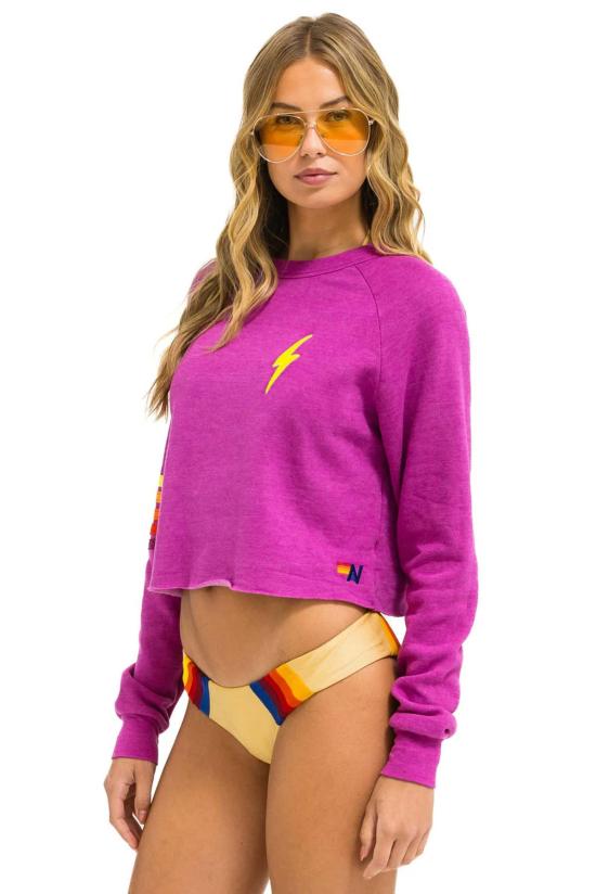  에비에이터 에디션 스웨터 Aviator Nation Bolt Rugby Stitch 크롭 크루 스웨트셔츠 - AVIATOR NATION