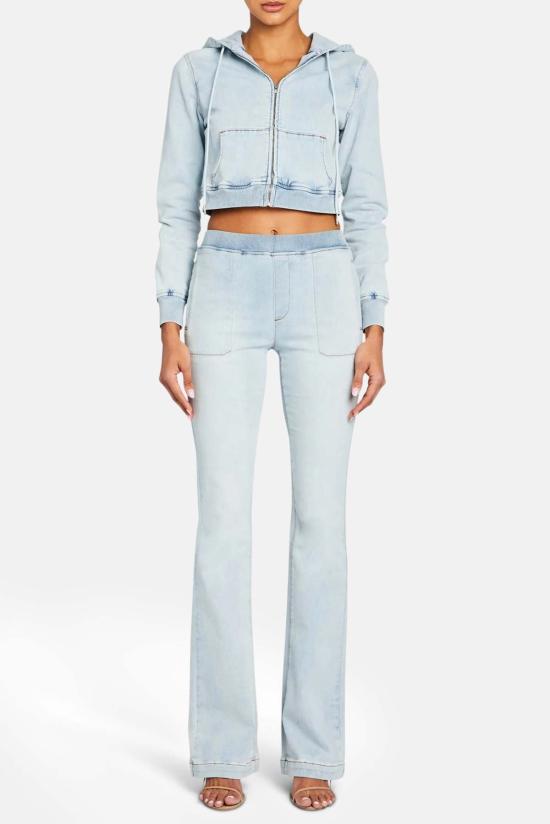  세로야 후드 티셔츠 Ser.O.Ya 에디스 크롭 후드티 스카이라이트 테리 - SER.O.YA