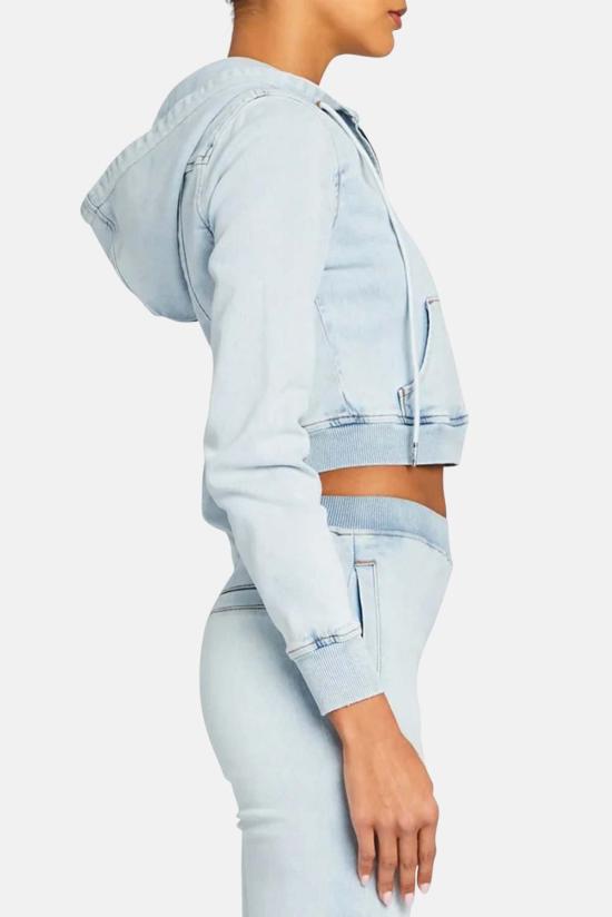  세로야 후드 티셔츠 Ser.O.Ya 에디스 크롭 후드티 스카이라이트 테리 - SER.O.YA