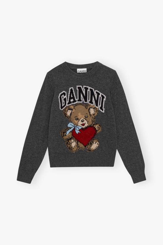  가니 스웨터 Ganni Graphic Bear  그레이 퀼 - GANNI