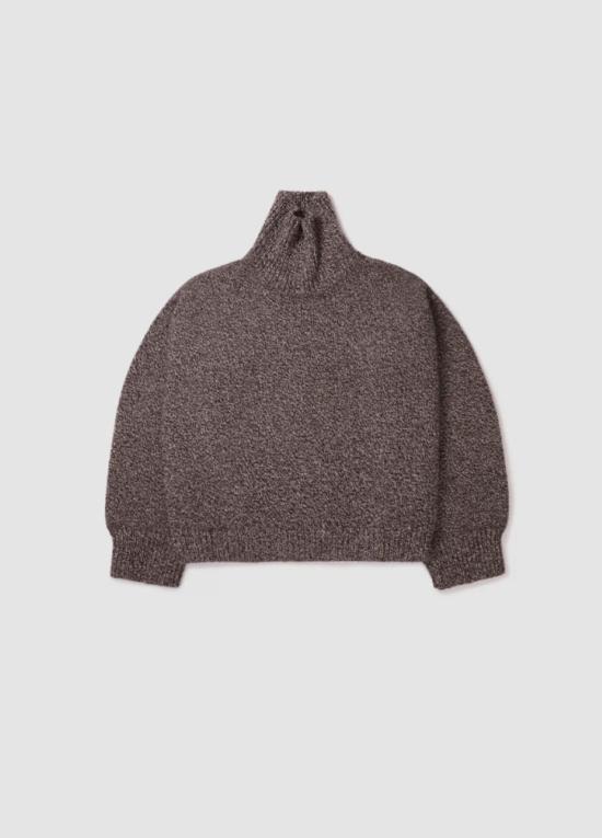  도우터 터틀넥 &Daughter Caragh 크롭 하이넥 스웨터 다크 브라운/에크뤼 몰린 - &DAUGHTER