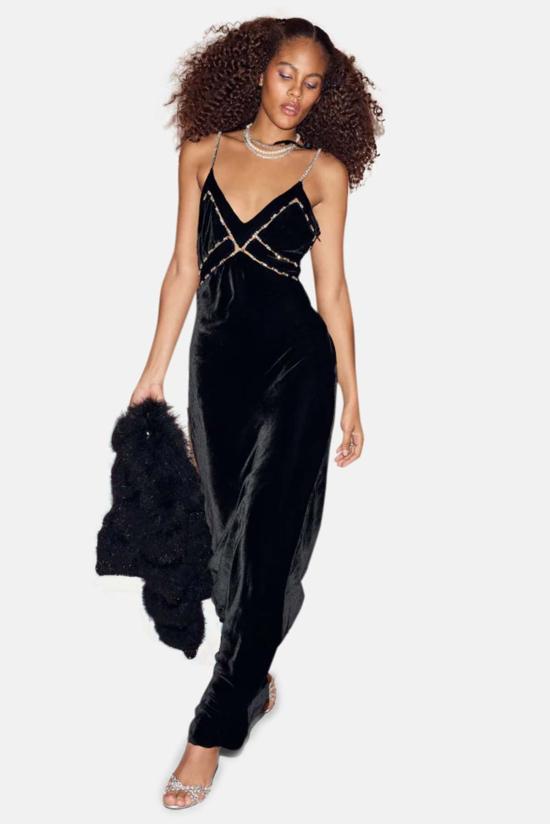  러브쉐이크팬시 롱 원피스 러브 쉑 팬시 코리노 드레스 블랙 - LOVESHACKFANCY