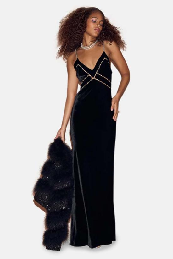  러브쉐이크팬시 롱 원피스 러브 쉑 팬시 코리노 드레스 블랙 - LOVESHACKFANCY