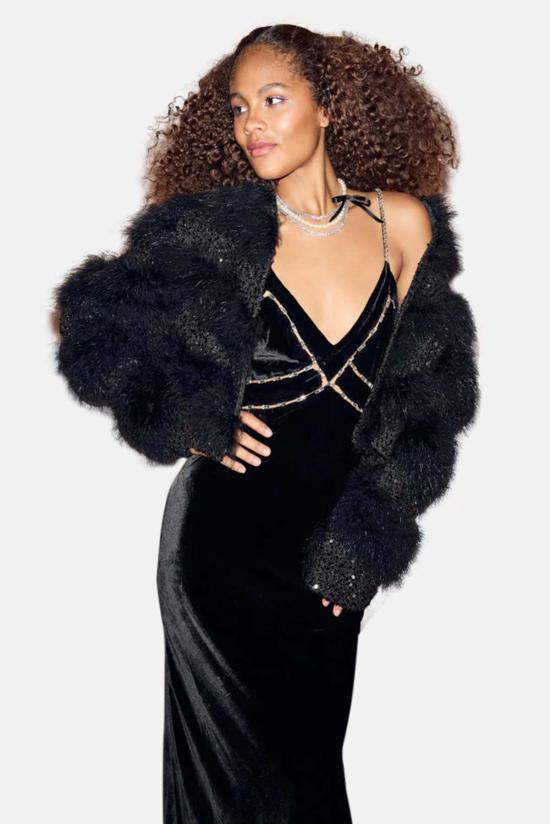  러브쉐이크팬시 롱 원피스 러브 쉑 팬시 코리노 드레스 블랙 - LOVESHACKFANCY