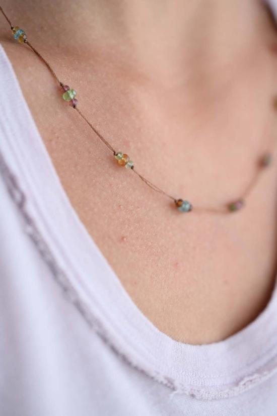  쉐어링 목걸이/팬던트 루피 투르말린 3개 목걸이 베이지/멀티 공유