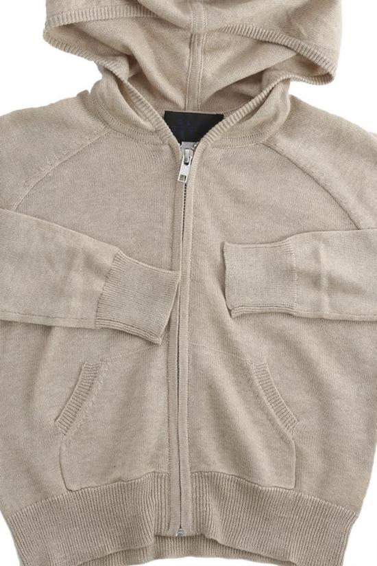  [키즈] 블루&크림 풀오버 키즈  캐시미어 지퍼 후드 티셔츠 내추럴 - BLUE&CREAM