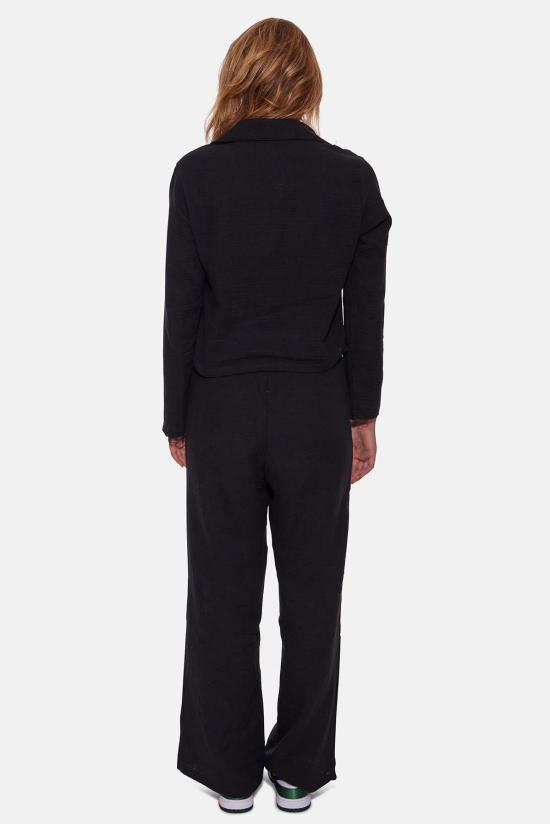  블루&크림 블라우스 블루 앤 크림 캐시 거즈 폴로 탑 블랙 - BLUE&CREAM