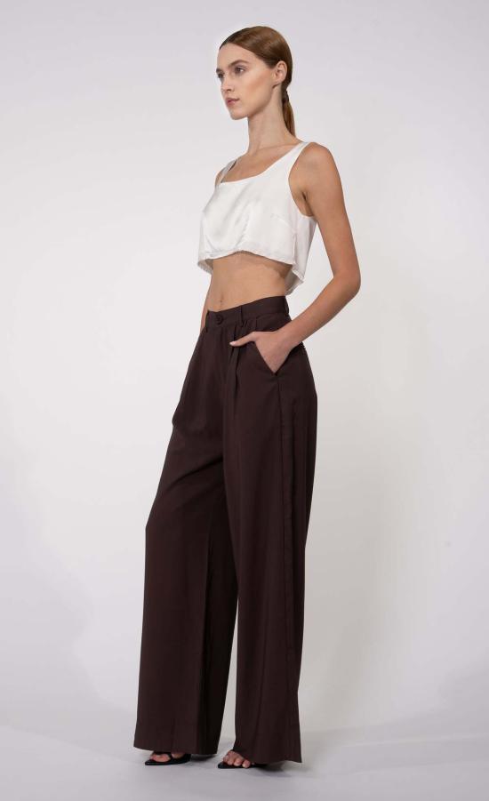  논살란트 레이블 스트레이트 팬츠 논샬런트 라벨 파비 와이드 레그 팬츠 초콜릿 - NONCHALANT LABEL