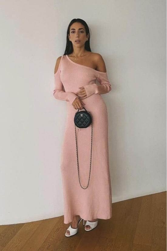  시그니피컨트 아더 숏 원피스 Significant Other 벨 니트 드레스 라이트 머스크 - SIGNIFICANT OTHER