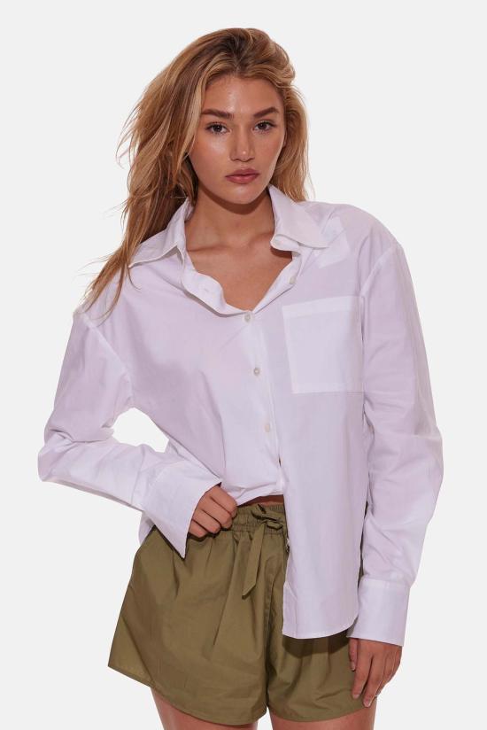  블루&크림 셔츠 포피 버튼다운 팝린 셔츠 화이트 - BLUE&CREAM