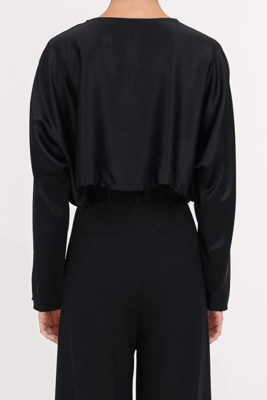  논살란트 레이블 긴팔 티셔츠 논샬런트 라벨 에밀리아 크롭 탑 블랙 - NONCHALANT LABEL