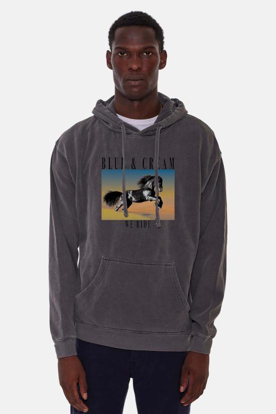 Blue&Cream 후드 티셔츠 블루&크림 We Ride 후드티 빈티지 블랙