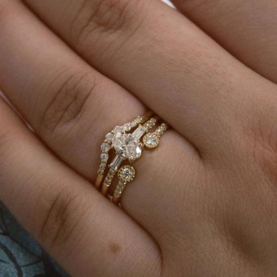  제니 권 디자인스 반지 제니 권 디자인 다이아몬드 리플 아치 링 14K 옐로우/14K 로즈/14K 화이트 - JENNIE KWON DESIGNS